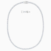 Swarovski Tennis Deluxe Necklace; White; Rhodium Plated Dalmazio Design